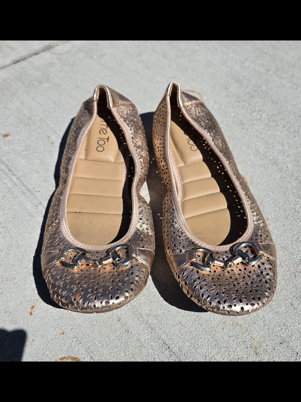 Me Too Luna Perf Ballerina flats. In Rose Gold. Size 10. Wore A Couple Times